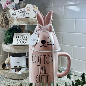 Rae Dunn tall mug with bunny girl Lid